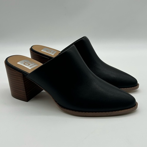 dv by Dolce Vita Black Leather Block Heel Mules Women’s Size 8 NWB - Picture 3 of 10